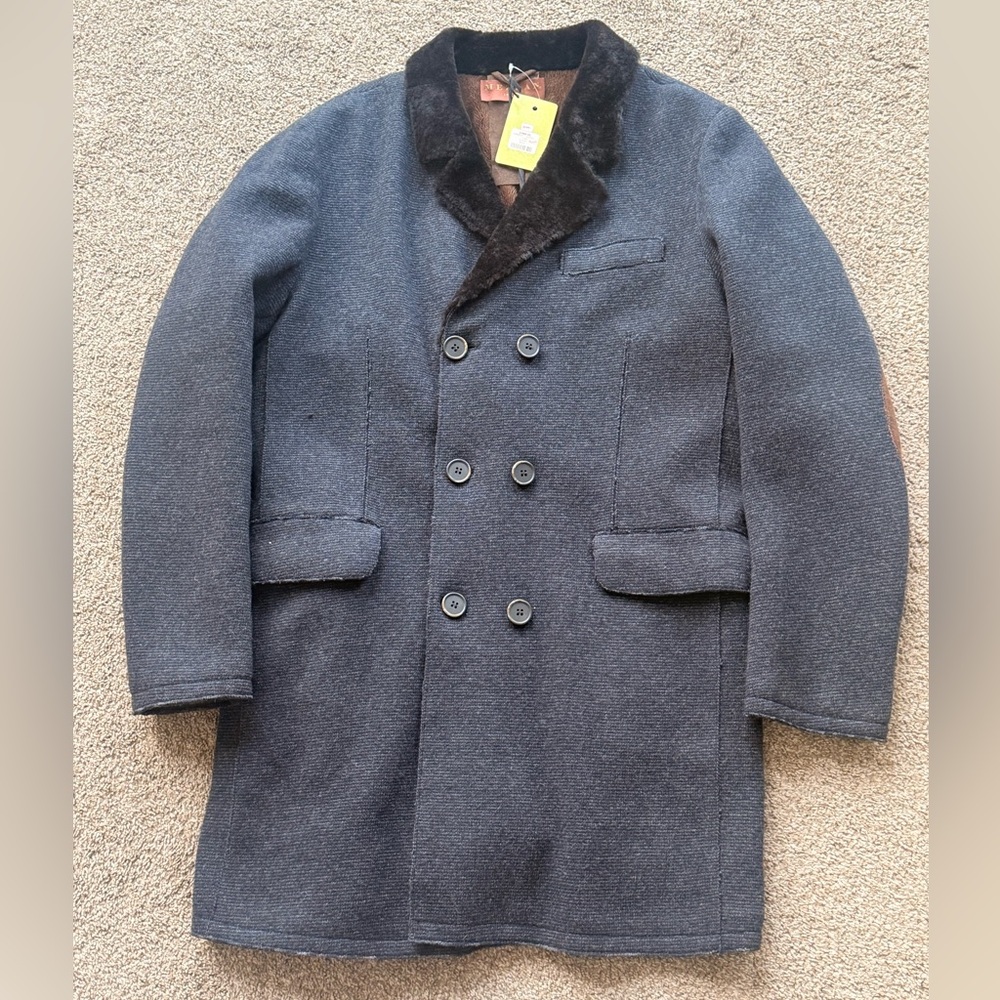 Mezlan Men's Double-Breasted Black Wool Blend Coat Size 3XL NWT
